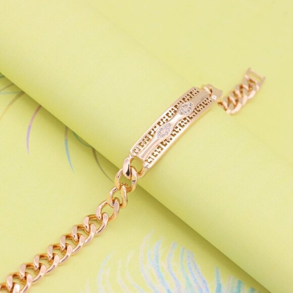 "Elegant Rose Gold Link Bracelet with Sparkling Dual Marquise Design, XPBL0955 - Picture 4 of 12